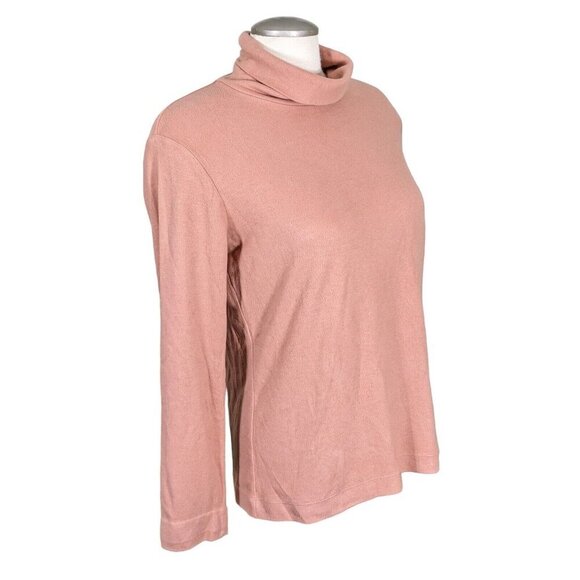 Uniqlo Heat Tech Fleece Sweater Base Layer Women L Orange Turtleneck Warm Soft - Picture 2 of 6